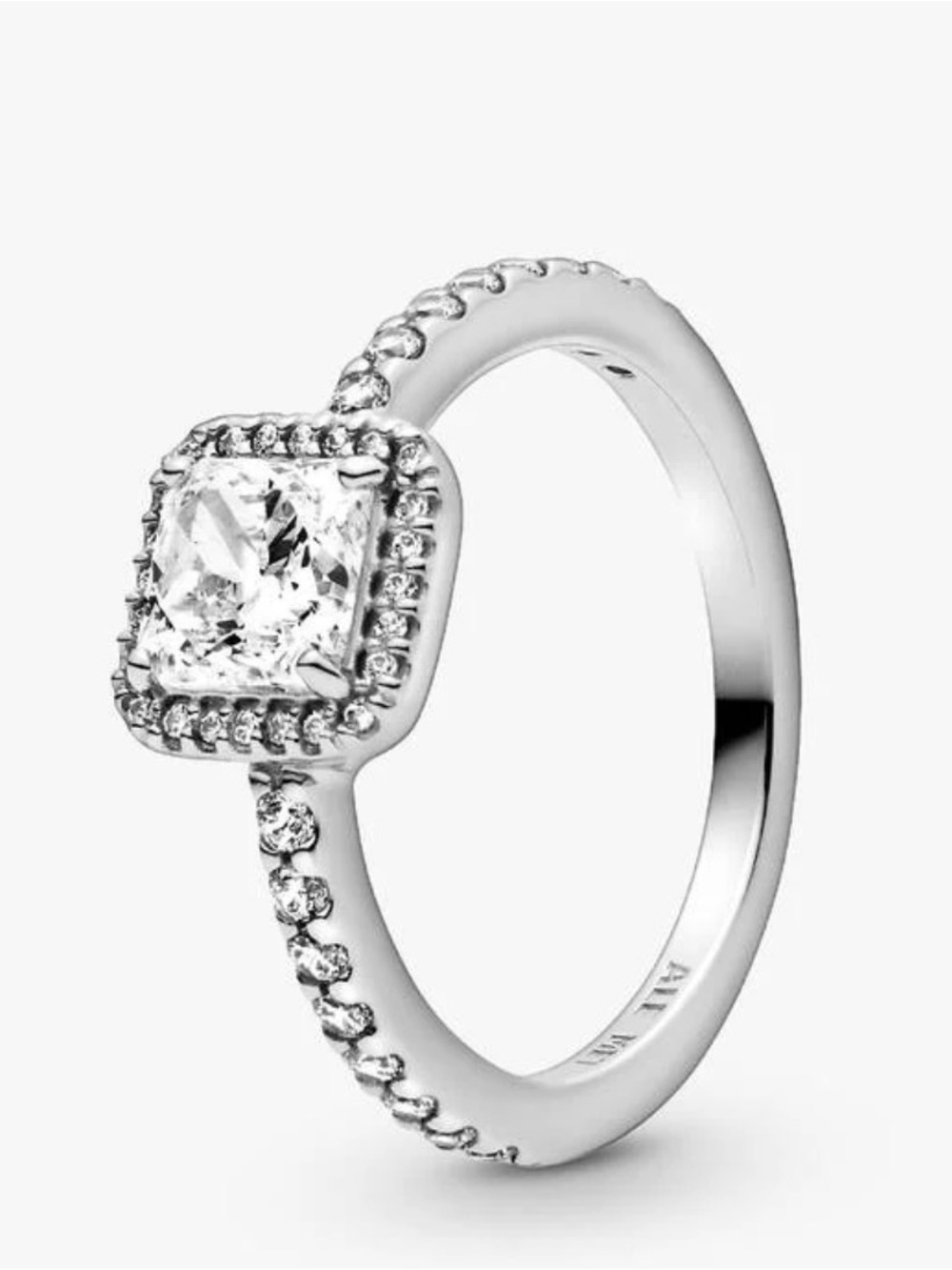 Genuine PANDORA Square Sparkle Ring; 198863